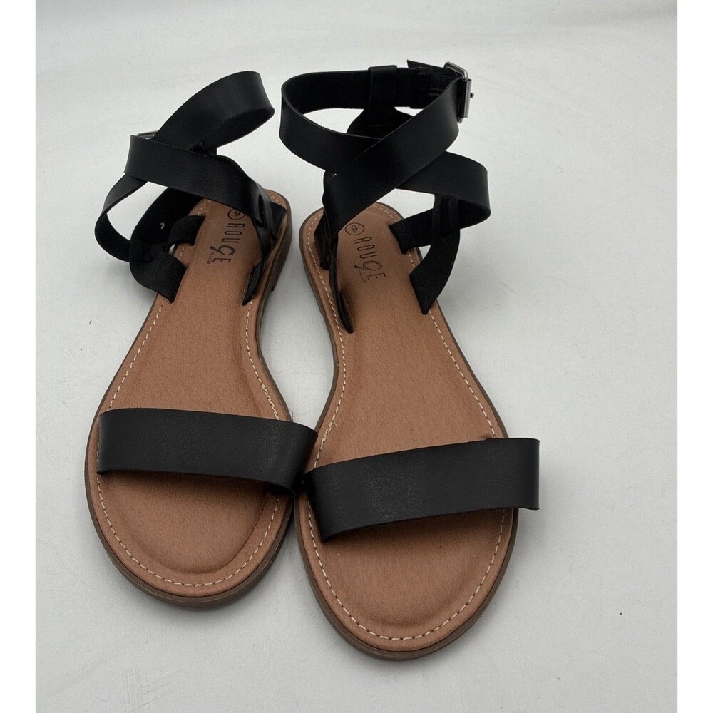 rouge sandals size 9 brown with black strapes